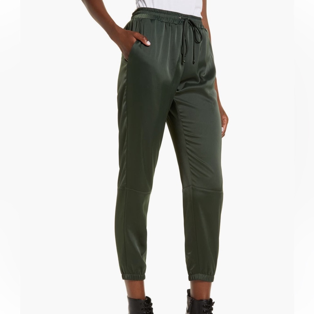 Socialite Stretch Satin Joggers, Size M